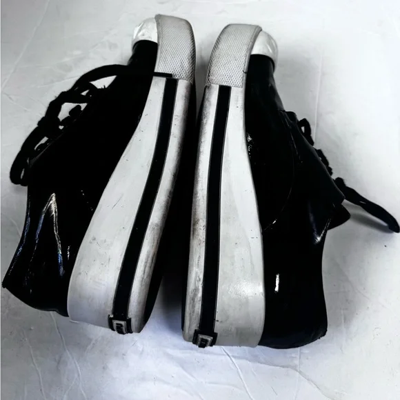 Miu Miu Patent Leather Vernis Rubber Cap Toe Platform Sneakers Flats Shoe Lace 8 - Picture 5 of 16